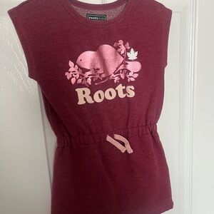 Roots Kids Burgundy Dress with Light Pink Metallic Design